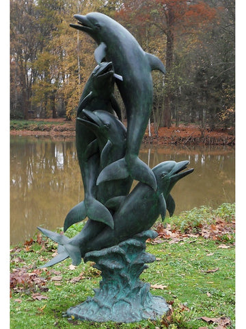 Bronzen beeld dolfijnen - GardenArts