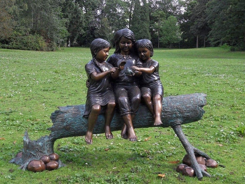 Bronzen Beeld Duif Met Kinderen - GardenArts